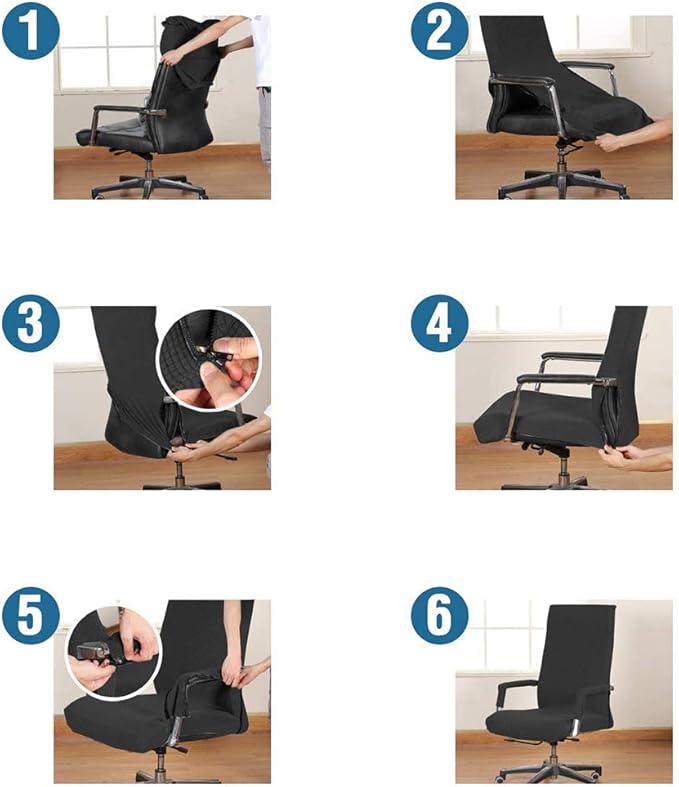 JIANWEI Office Chair Cover with Armrest Covers, Stretchable Oversized Computer Chair Cover, Universal Stretch Desk Chair Cover Protector Slipcovers for Armrest Chairs(Black,Size:XL)