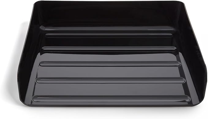 TRU RED Side Load Stackable Plastic Letter Tray, Black, 12 Pack