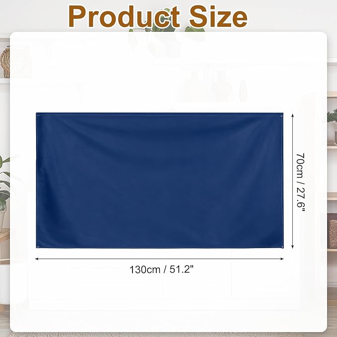 uxcell Cabinet Curtains, Dust Proof Privacy Drape Short Curtain, Hook & Loop Under The Desk Skirt for Kitchen Bathroom Closet Storage Room (51.1" W x 27.6" H, Dark Blue)