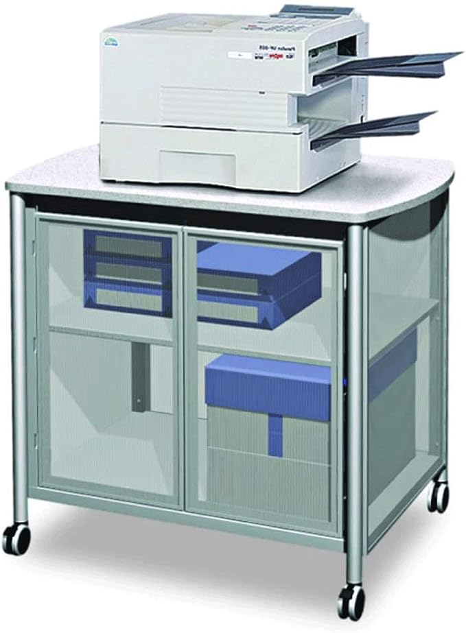 Safco Products Impromptu Mobile Print Stand & Organizer with Doors 1859GR – 200 lbs. Capacity – 4 Wheels, Laminate Top & Steel Frame – Contemporary Design