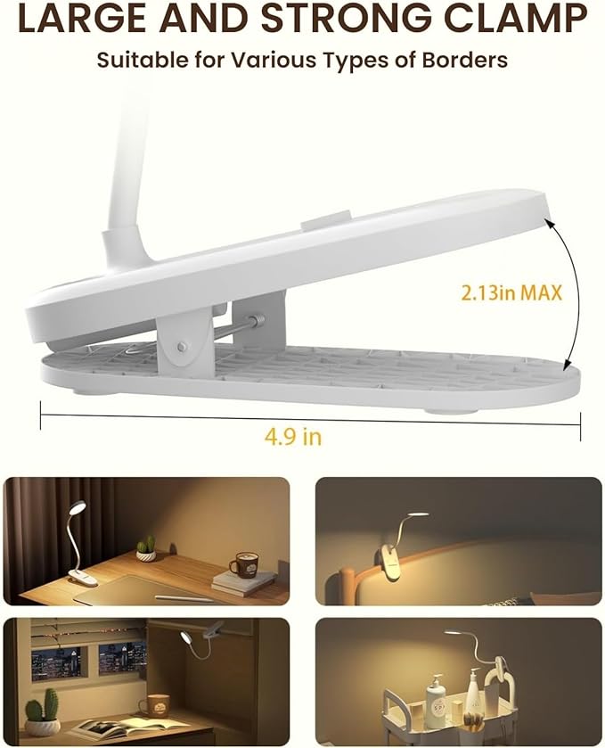 Red Light for Sleep Book Lights for Reading at Night, 630nm Eye Care Headboard Clip on Lamp, Rechargeable Bed Lights for Reading, Bendy Desk Clamp Light for Kid Adult, 2 Color