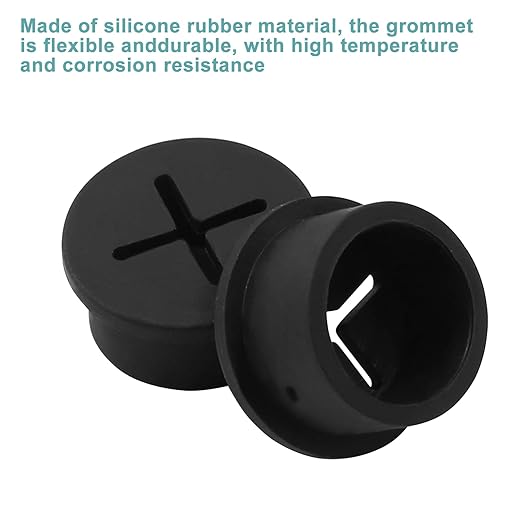 Hitefu 12Pcs 3/4 Inch Rubber Desk Grommet, Flexible Wire Cord Grommets, Silicone Cable Hole Cover for Office Desk Table Furniture Wall Organizer (Black)