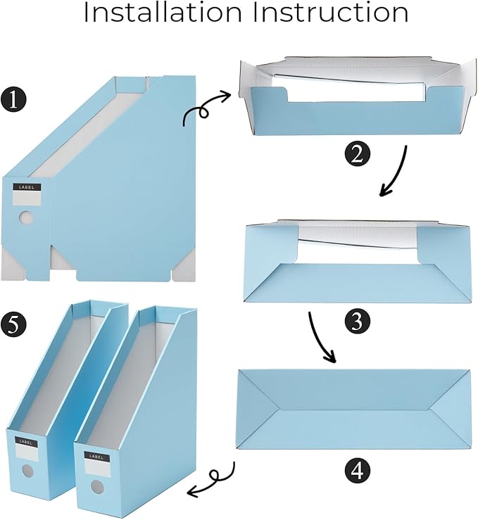 Y YOMA Cardboard File Magazine Holder, Pastel Color, 6 Pack Desktop Binder Holder with Labels Vertical File Storage Foldable Organizer Box, for Office Classroom Home Workspace