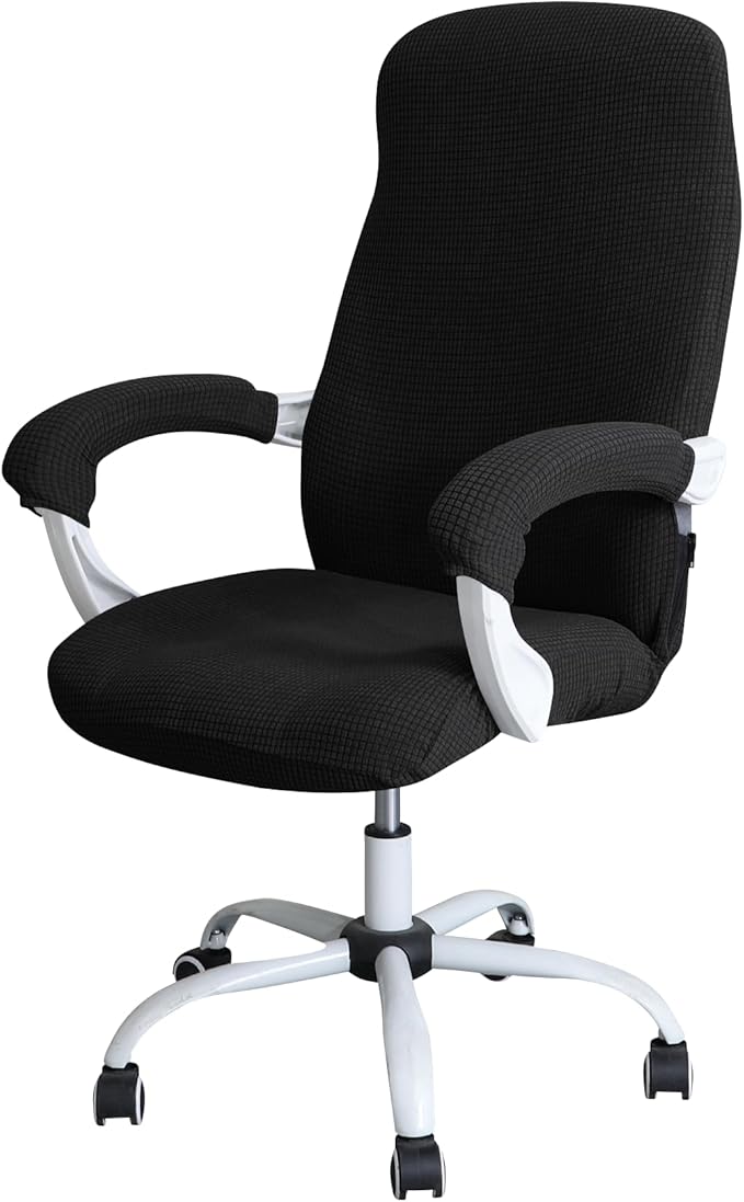 Forcheer Office Chair Armrest Cover With Zipper 15inch Black Stretchable Water Resistant Computer Chair Arm Rest Slipcover for Desk Chairs Arms 2 Pack
