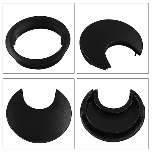 Bonsicoky 2 Pcs 2"(50mm) Metal Desk Grommet, Zinc Alloy Desk Cord Hole Cover for Wires Cable Office Desk, Matte Black