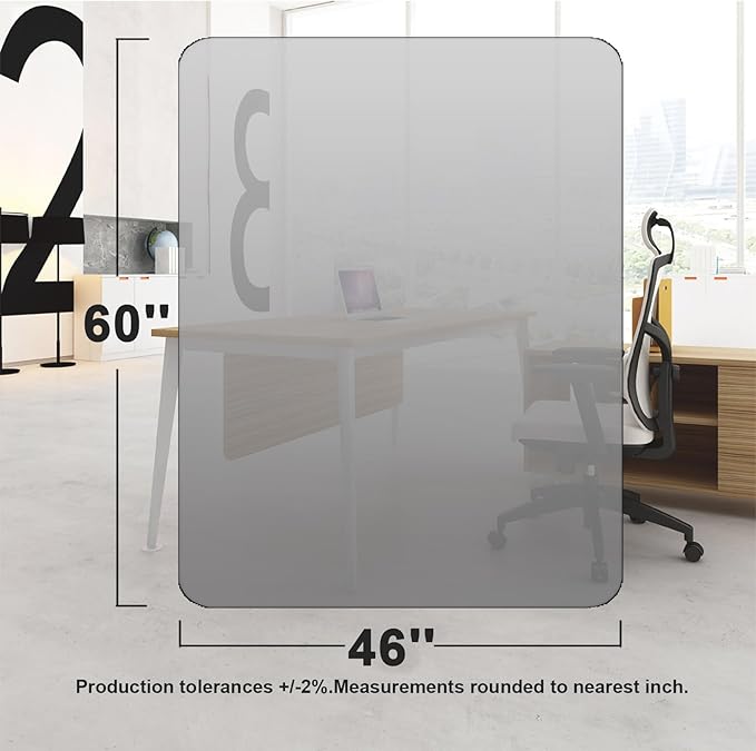 AiBOB Chair Mat for Low Pile Carpet Floors, Flat Without Curling, 60 X 46 in, Office Carpeted Floor Mats for Computer Chairs Desk