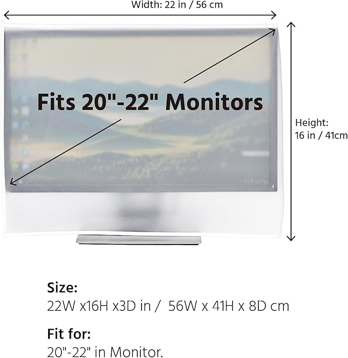 Monitor Dust Cover, LCD/LED HD Antistatic Vinyl Flat-Screen Computer Monitor Water Proof Protective Case Compatible with 22" iMac Desktop and Accessories (22W x16H x3D)