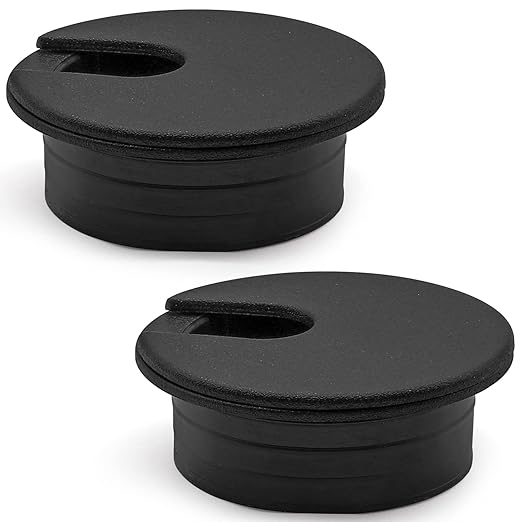 Litoexpe Black Desk Cord Grommets 1-1/2 Inch, Plastic Grommet Cable Hole Cover for Office Equipment, Computer Desk Wires - 2 Pieces