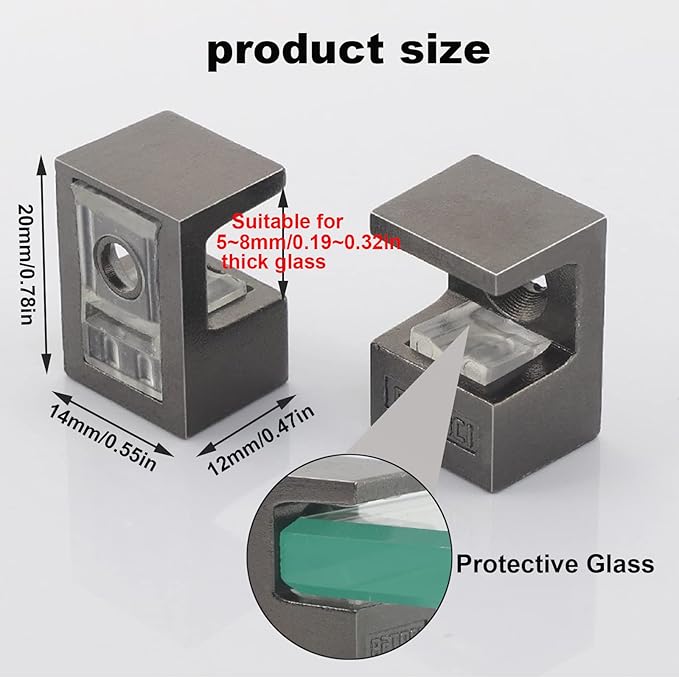 Glass Shelf Bracket Glass Clamp Holder Adjustable Clamp Shelf Clip for 5-8mm Thickness - 8pcs