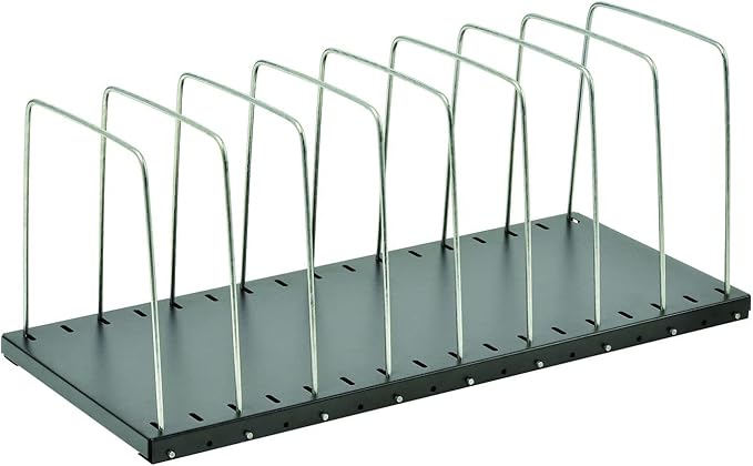 MMF Industries STEELMASTER Adjustable Desk File Organizer Rack | 8 Compartments | Wire Dividers | Black | Scratch & Chip-Resistant Finish | Non-slip Padded Feet | Office Organization