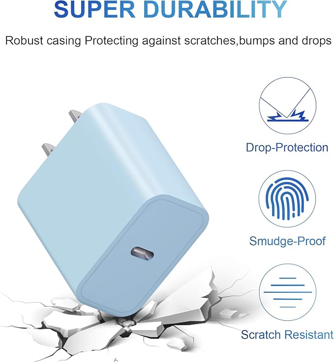 iPhone 14 13 12 11 Charger Fast Charging iPhone Fast Charger 3-Pack 20W iPad Chargers 6FT C Chargers Fast Charging Cord Whit iPhone 14/14 Max/13 Pro/13/12 Mini/12 Pro Max/11 Max/Xs and iPad (Blue)