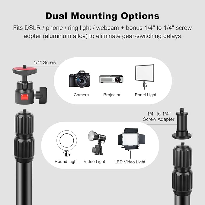 Camera Desk Mount Table Stand with Magic Arm & Ball Head, Table Light Stand with C Clamp, Webcam Desk Camera Mount for DSLR Ring Light Mic Live Streaming Vlog (811003)