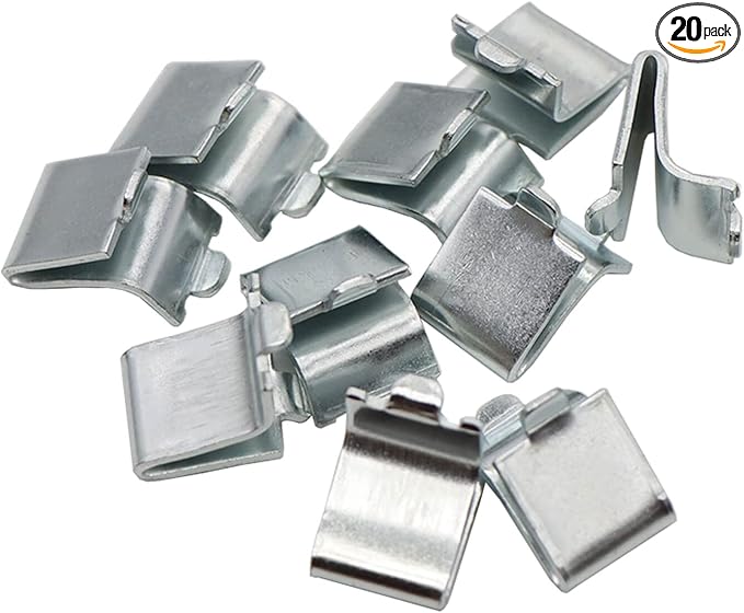 20 Pieces Adjustable Steel Pilaster Shelf Clips Support, Shelving Bracket Clips for Metal and Wood Shelves, Silver