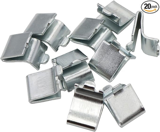 20 Pieces Adjustable Steel Pilaster Shelf Clips Support, Shelving Bracket Clips for Metal and Wood Shelves, Silver