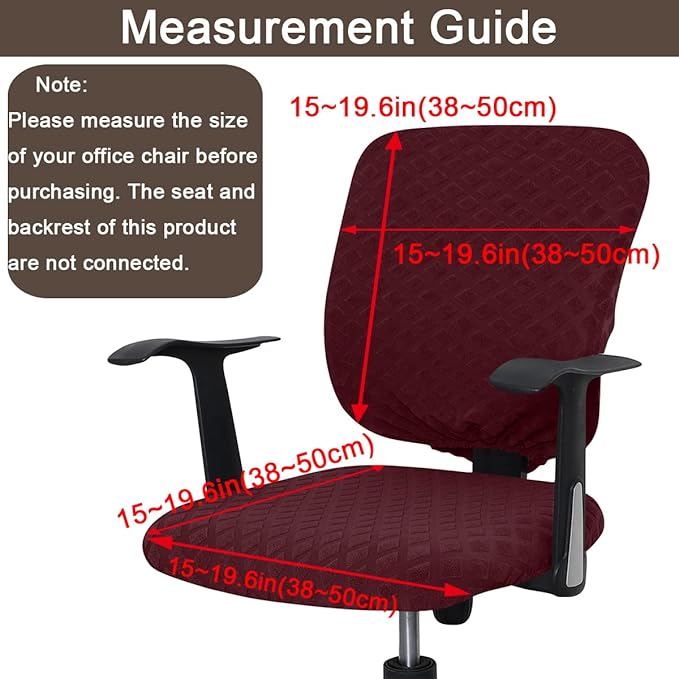 Office Chair Cover Universal Rotating Chair Slipcovers Stretch Removable Protector Computer Chair Seat Cover (Wine Red, Chair Seat Cover + Backrest Cover)