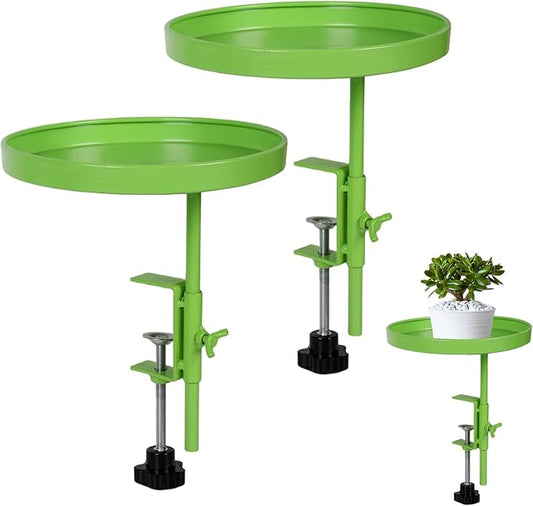2Pack Window Plant Shelves Stand Holder 7.10inch Adjustable Windowsill Clamp Tray Round Metal Windowsill Extension Tray Window Planter Floating Shelf for Plants for Indoor Plants Home Decor, Green