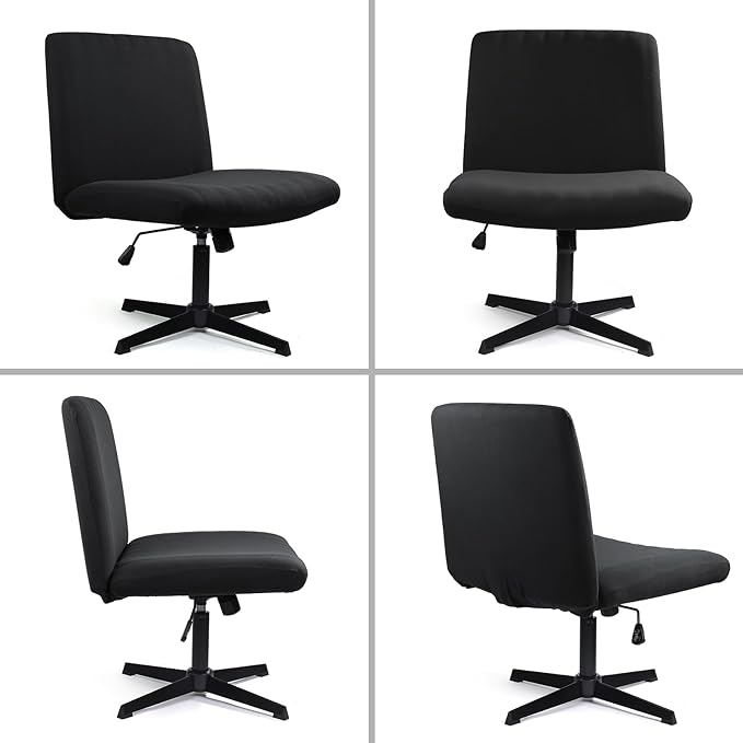 Iauddy Armless Criss Cross Office Desk Chair Cover Slipcover,Accent Mid Back Wide Swivel Task Vanity Slipper Chair Protector Stretch Removable Without Arms for Accent Chair