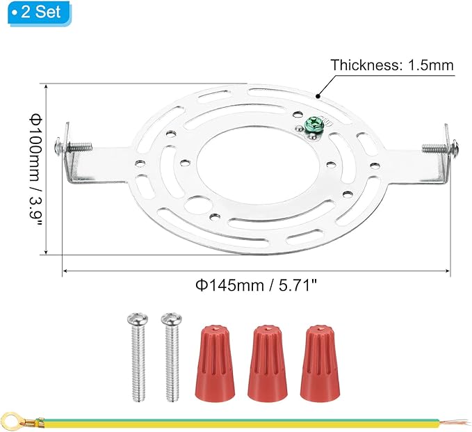 PATIKIL 145mm (5.71") Universal Light Fixture Mounting Bracket Kit, 2 Set Light Crossbar Round Ceiling Plate with Screw for Wall Light Ceiling Light Pendant Chandelier