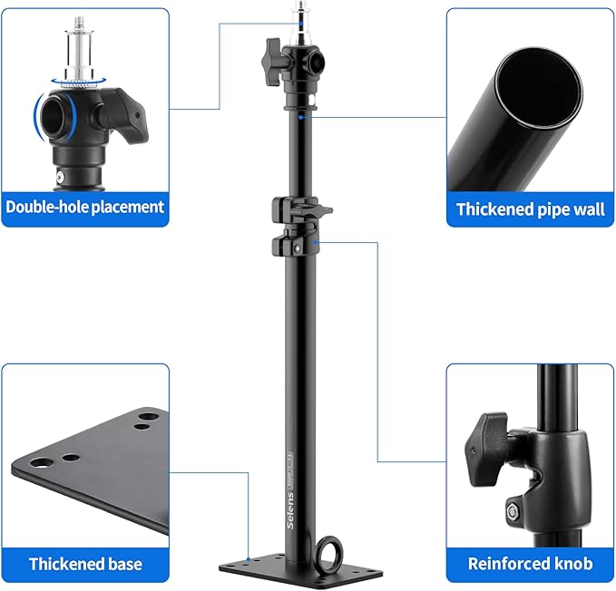 Selens Photography Studio Wall Mount, Camera Wall Ceiling Mount Boom Arm Up to 22" for Photo Video Monolights, Umbrellas, Reflectors, Overhead with 3/8" 1/4" Thread