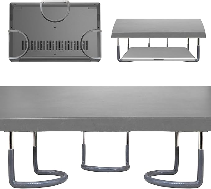 TidyFriend Rubberized Under Desk Laptop Mount - 3 Racks in 1 Sets, Laptop Under Desk Mount, Organizer Rack with Screws