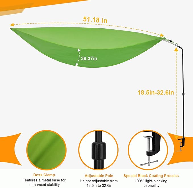 Green office cubicle desk shade，Portable Office cubicle Shade to Block Overhead Light，Adjustable Desk Shade for Cubicle to Block Light & Reduce Glare