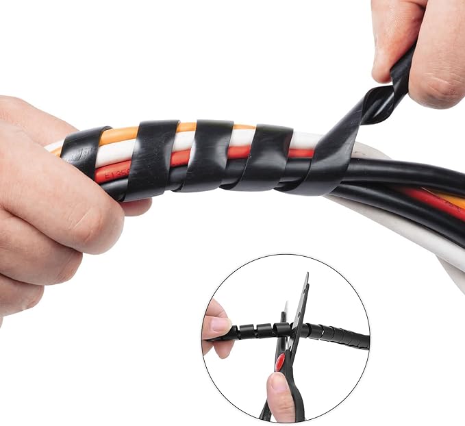 Spiral Cable Wrap - 9.8 Ft 5/8" Spiral Wire Wrap Cord Covers Bundle Sleeve Hose for Computer Electrical Wire Organizer (5/8 Inch-9.8Ft, Black)
