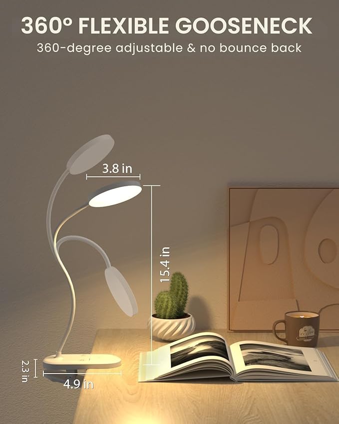 Red Light for Sleep Book Lights for Reading at Night, 630nm Eye Care Headboard Clip on Lamp, Rechargeable Bed Lights for Reading, Bendy Desk Clamp Light for Kid Adult, 2 Color