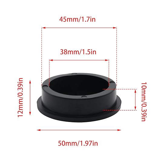 6 Pcs 45mm / 1-3/4 Inch Black Cable Cord Grommets, Rubber Desk Grommets for Table Computer Desk Wire Organizer TV Console and Other Furnitures Cover