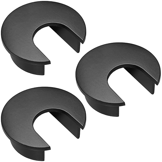 Electriduct 1.57" Metal Desk Grommet 40mm Cable Hole Cover Wire Cord Organizer (Large Opening) | Black Epoxy (3 Pack)