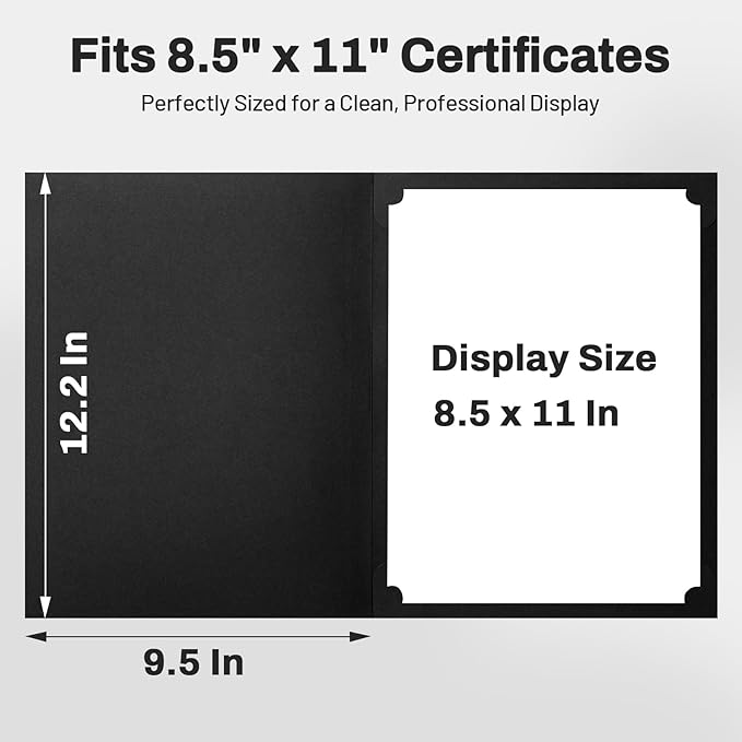 SUNEE Certificate Holders(Black, 200 Packs), Diploma Covers Gold Foil Border, for Letter Size 8.5x11 Certificates, Cardstock, Document Papers