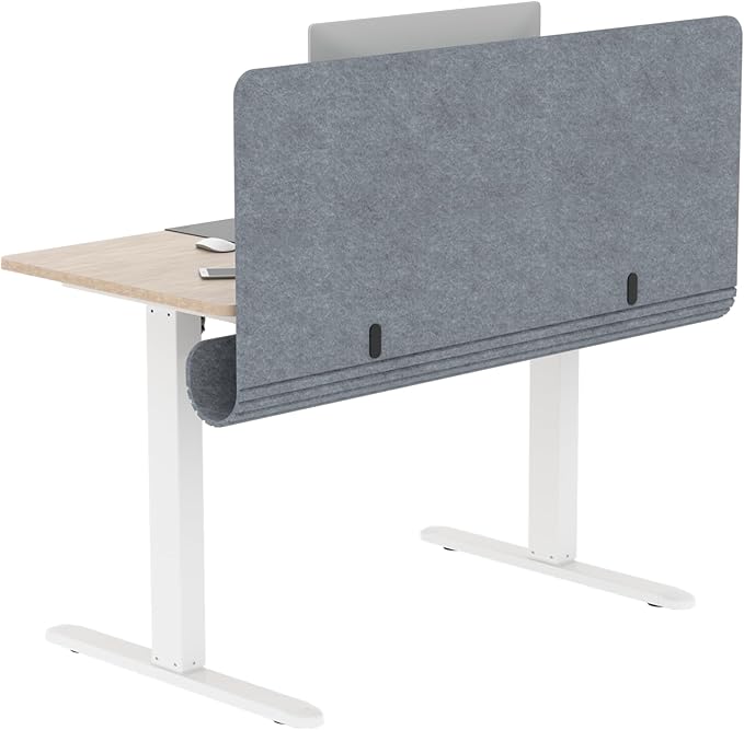 Desk Privacy Panel with Wire Management, 47.2 x 22.5 inch Sound Absorbing Felt Cubicle Desk Divider with Hidden Cord Organizer, Clamp or Screw Mount, Acoustic Partition for Office & Home