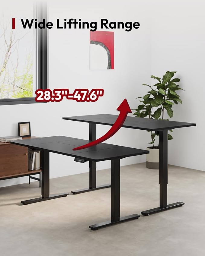 SANODESK Dual Motor Electric Standing Desk 79 x 32 Inches, Height Adjustable Sit Stand Desk with Large Splice Board for Home Office, Computer Workstation, Study & Gaming, Black Frame/Black Top