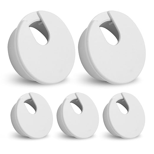 5pcs 1-3/8 Inch Desk Grommet, Plastic Desk Hole Cover, White Cable Hole Cover, Desk Hole Grommet for Wire Cord Organizing Office Computer Desk