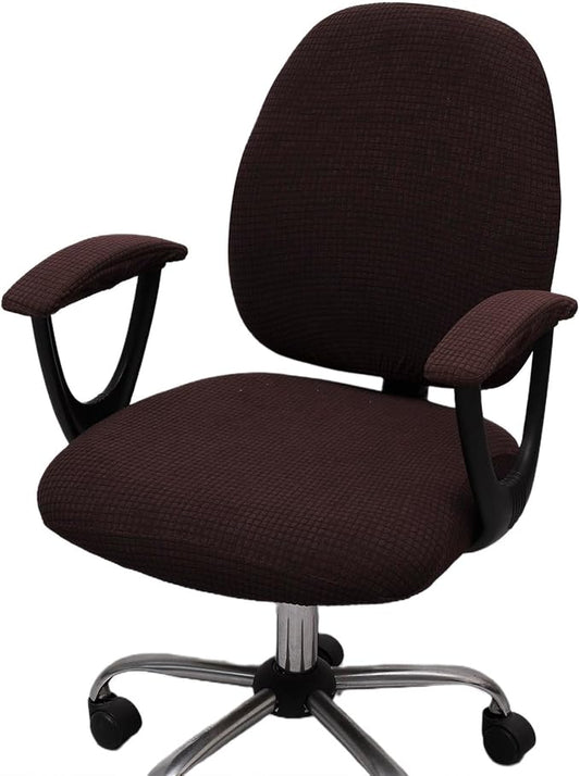 Melaluxe Office Chair Cover with Armrest Covers， Universal Stretch Desk Chair Cover, Computer Chair Slipcovers - Dark Coffee