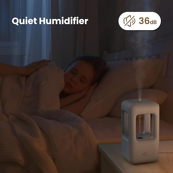 0.6L Mini Anti-Gravity Humidifier, Cool Mist Humidifier for Bedroom & Desk, Water Drops Move Upward Visual Effect, Quiet 36dB Night Light, Auto Shut-Off, Modern Minimalist Design
