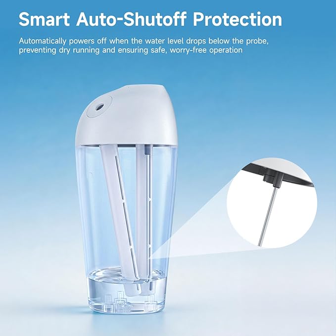 Battery Operated Portable Humidifier (Dual Nozzles)- Small Air Humidifiers for Bedroom, Plants, Office, Travel, Car, Cool Mist Humidifiers, 4 Mist Settings, Warm Night Light, Auto Shut-Off