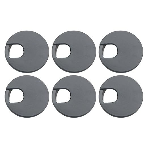 6PCS Black Plastic Desktop Cable Hole Cover Grommets 2.5 Inch Cord Organiser Threading Box/Computer Desk Decorative Ring