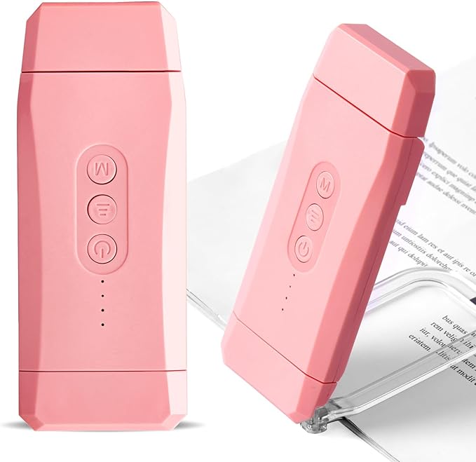 EGWASER USB Rechargeable Book Light for Reading in Bed, Portable Clip-on LED Reading Light, 3 Amber Colors & 3 Brightness Dimmable for Eye Caring, Long Lasting,for Book Lovers, Kids (500mAh Pink)