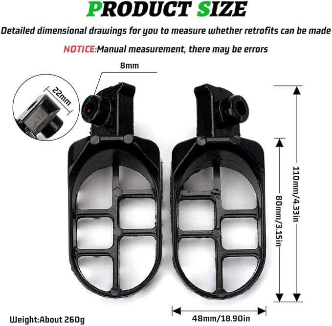 XINGWU Black Dirt Bike Footrest,Aluminium Footpegs Pedals,for XR50R PW50 CRF70 TW200 KLX110 CRF50 50cc 70cc 90cc 110cc 125cc TaoTao Motorcycle Part
