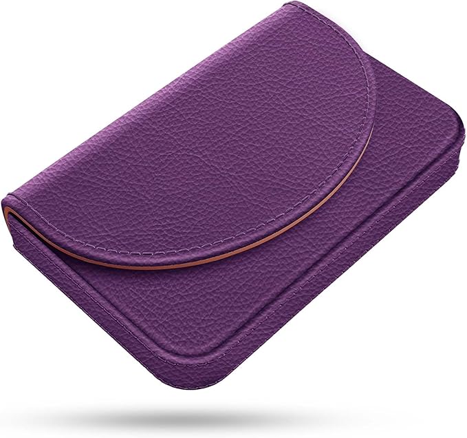 Business Card Holder，PU Leather Business Card Case Color Printing Pattern Card Holder Wallet，Pockets Magnetic Credit Card Holders for Men and Women，Purple