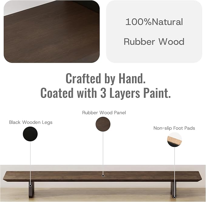 EXPERLAM Solid Wood Dual Monitor Stand,Holds 2 Screens Up to 27inch,Desktop Organizer,43inch Desk Shelf,Desk Riser for TV Laptop Printer Office Accessories,Rubberwood