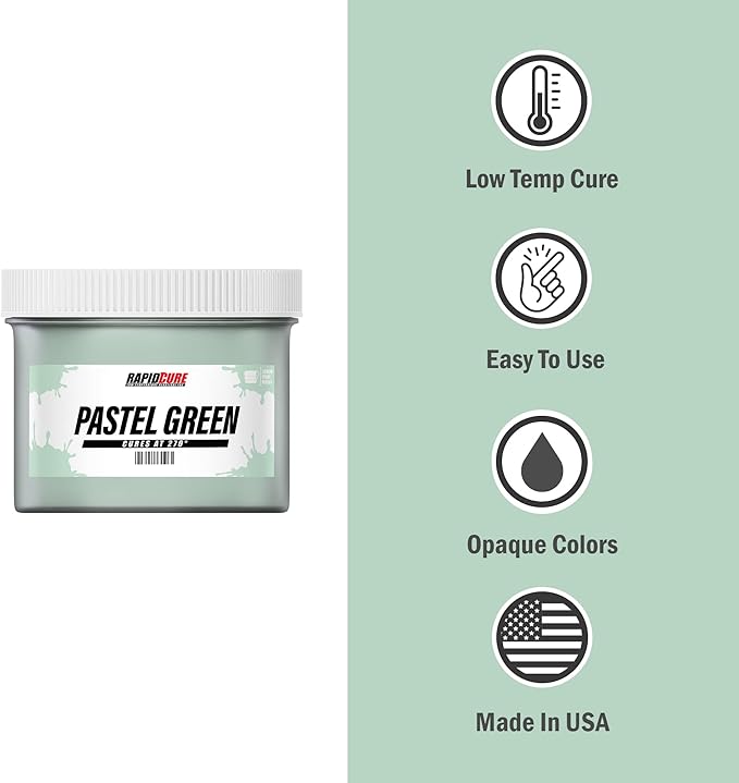 Rapid Cure® Pastel Green Screen Printing Ink (Gallon - 128oz.) - Plastisol Ink for Screen Printing Fabric - Low Temperature Curing Plastisol by Screen Print Direct - Green Fast Cure Ink for Silk