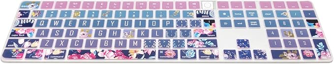 Keyboard Cover Skin for 2021 New Apple iMac Magic Keyboard (Model: A2520) with Numeric Keypad and Touch ID, Cute Printing Silicone Keyboard Protector, Red Flower