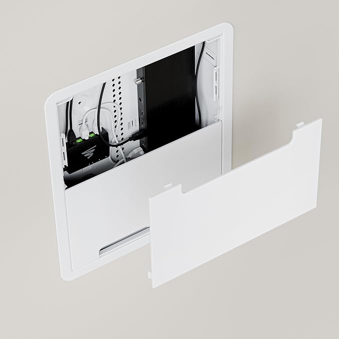 Legrand - OnQ Cable Management, In-Wall Media Box, Dual Purpose Structured Wiring Enclosure with Mounting Bracket, Home Networking Panel, 17 inch, White, ENP1705NAV1