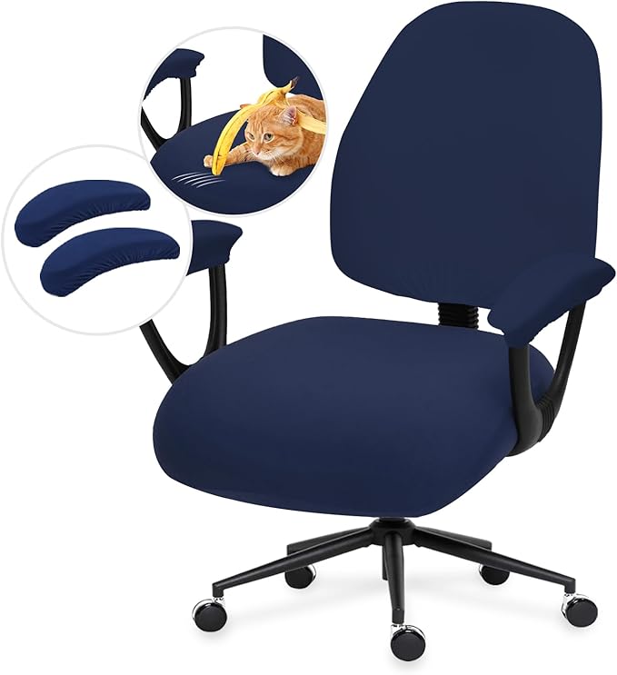 DIVA EN CAMINO DEC Stretchable Split Office Chair Seat Covers - Stretch Computer Chair Slipcover - Washable Rotating Backrest Coverings & Cushion Protectors & Armrest Covers for Dogs, Cats, Pets