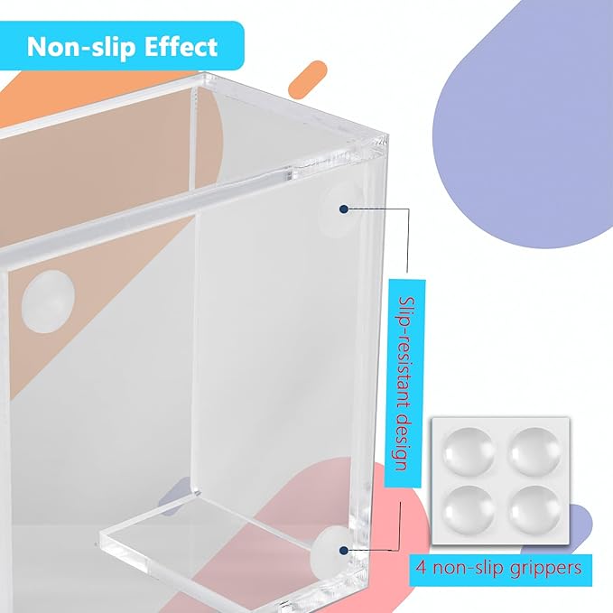 Acrylic Sticky Note Holder - 3 x 3 Sticky Note Dispenser with 4 Sets of Colored Sticky Notes for Office and Home Desktop Organizer