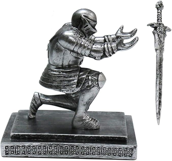 Knight Pen Holder Magnetic Cool Desk Accessories and Organizers Executive Soldier Knight Pen Holder Nice Christmas Gift for Boyfriend Husband Dad Son