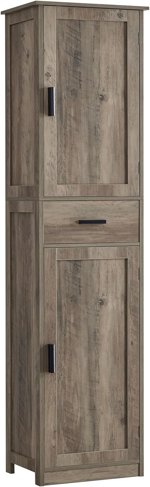 usikey 67'' Tall Storage Cabinet, Narrow Bathroom Floor Storage Cabinet with 4 Shelves & 2 Doors, for Bathroom, Living Room, Rustic Gray UNSNG040M