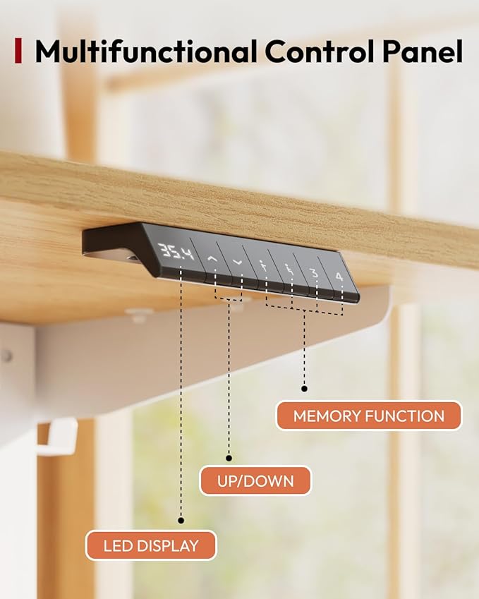 SANODESK Height Adjustable Electric Standing Desk 63x24 Inches, Sit Stand Desk with Splice Board for Home Office, Ergonomic Computer Workstation, Study & Gaming, White Frame/Maple Top