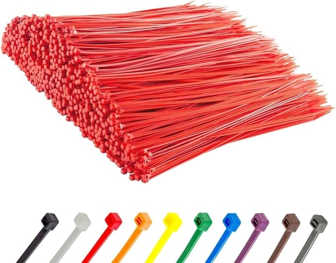 GTSE 12 Inch Red Zip Ties, 5,000 Bulk Pack, 50lb Strength, UV Resistant Long Nylon Cable Ties, Self-Locking 12" Tie Wraps